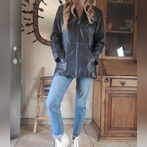 Wilsons Leather Pelle Studio Black Leather Jacket Size Medium